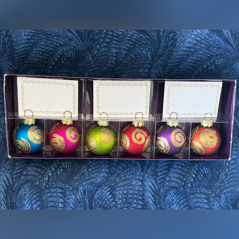 Place Card Holders (6), made of glass, New in Box, EVC
